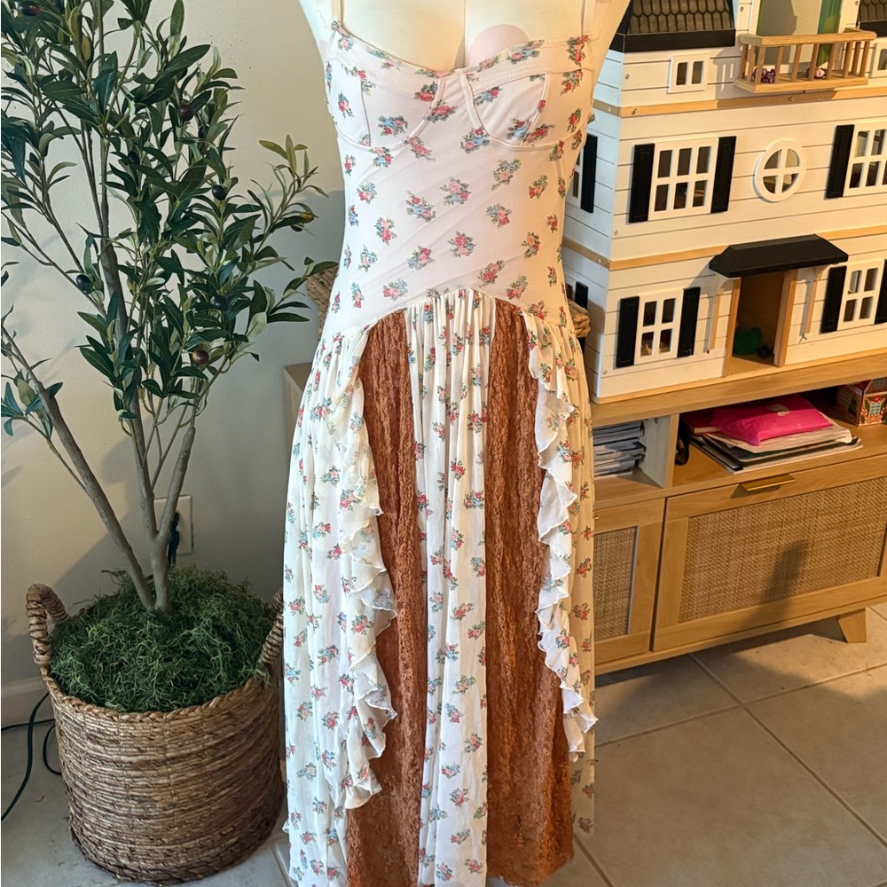 HAH Hot As Hell All Ruffled Up Lace Maxi Dress Sz XS NWOT